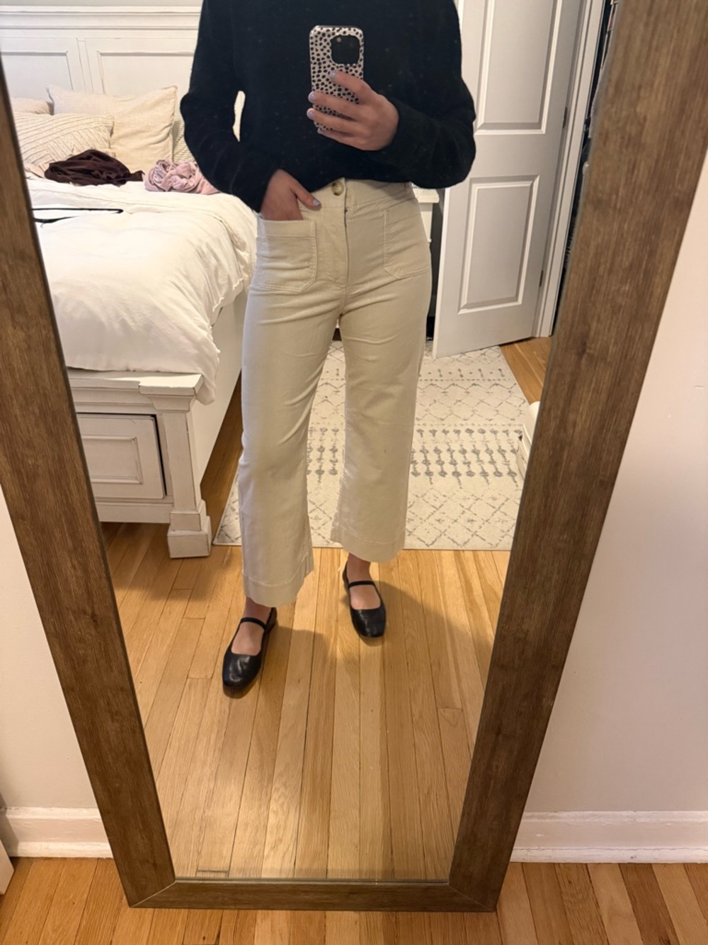 Anthropologie Colette Cream Cropped Wide-Leg Jeans